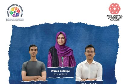 وانیہ صدیقی آرٹس کونسل کراچی میں جرنلزم سوسائٹی کی صدر مقرر