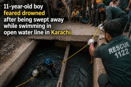 کراچی میں کھلی واٹر لائن میں نہاتے ہوئے 11 سالہ بچہ بہہ گیا، ڈوبنے کا خدشہ