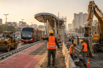 کراچی کی یونیورسٹی روڈ پر بی آر ٹی ریڈ لائن منصوبے کی تعمیر دوبارہ شروع