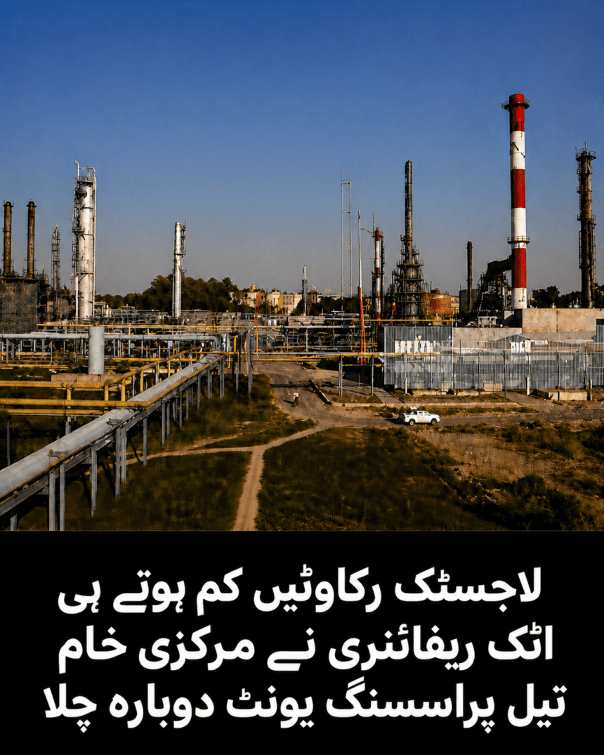 لاجسٹک رکاوٹیں کم ہوتے ہی اٹک ریفائنری نے مرکزی خام تیل پراسیسنگ یونٹ دوبارہ چلا دیا