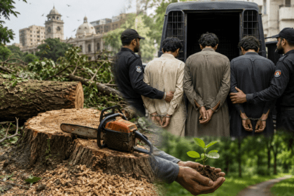 کراچی کے ضلع وسطی میں درختوں کی غیر قانونی کٹائی، تین افراد گرفتار