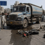 Water Tanker Hits Motorcyclist, Leaving Him Injured in Karachi