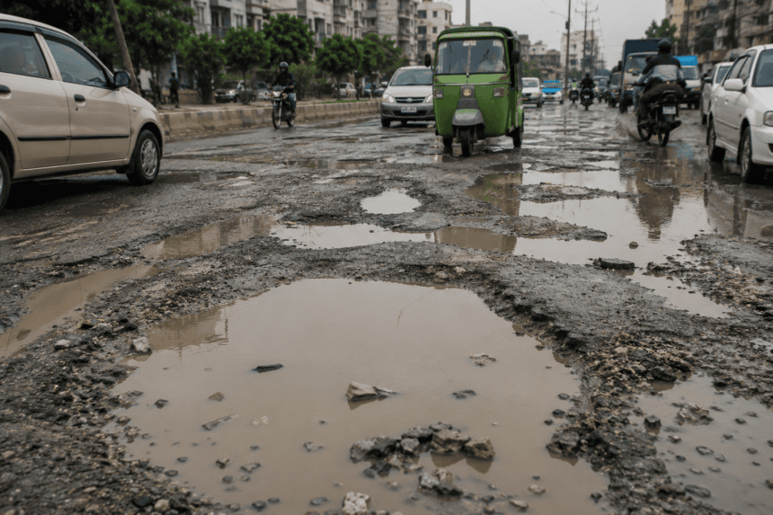 گلستانِ جوہر کی خستہ حال سڑکیں: شہریوں کے لیے روزمرہ کا سفر عذاب بن گیا