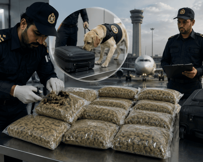 کراچی ایئرپورٹ پر 12 کلو گرام اعلیٰ معیار کی چرس اسمگلنگ کی کوشش ناکام