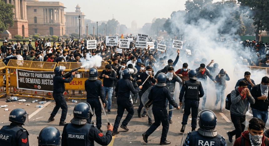 بھارت میں امتحانی اصلاحات کے مطالبے پر احتجاجی مارچ، پولیس نے آنسو گیس کا استعمال کیا