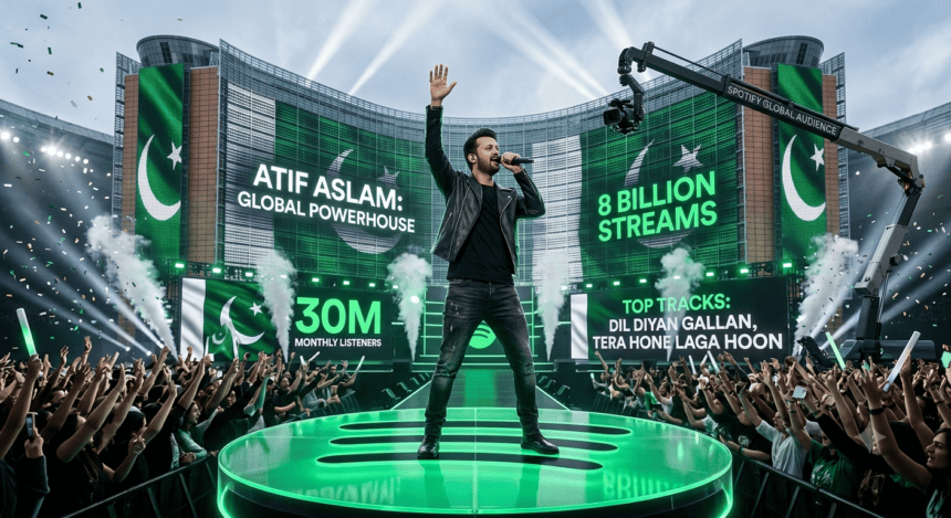 عاطف اسلم کی عالمی مقبولیت میں بڑا اضافہ، اسپاٹیفائی پر بھی شاندار پذیرائی