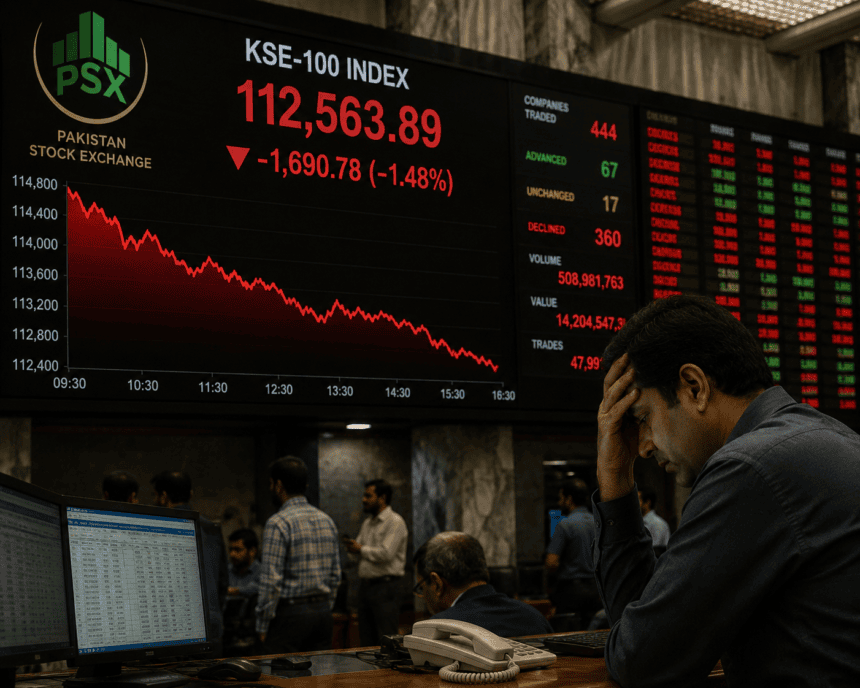 اکستان اسٹاک ایکسچینج میں شدید مندی: کے ایس ای-100 انڈیکس 1,690 پوائنٹس گر گیا