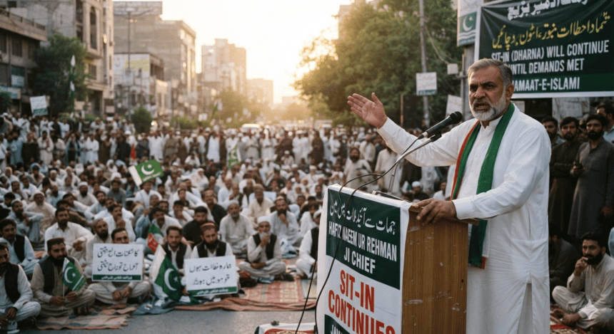جماعت اسلامی کا دھرنا جاری رہے گا، مذاکرات کے لیے احتجاج ختم نہیں کریں گے: حافظ نعیم الرحمٰن
