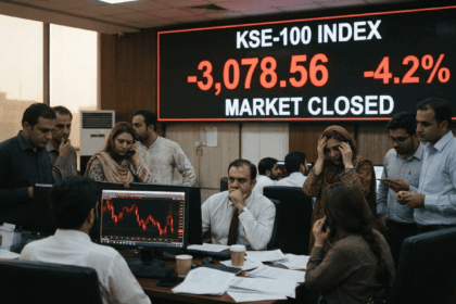 پاکستان اسٹاک مارکیٹ میں مندی: کے ایس ای-100 انڈیکس 3,078 پوائنٹس گر گیا