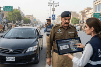 کراچی: سیف سٹی کیمروں نے جعلی نمبر پلیٹ والی گاڑی چلانے والے ایس ایچ او کو پکڑ لیا