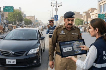 کراچی: سیف سٹی کیمروں نے جعلی نمبر پلیٹ والی گاڑی چلانے والے ایس ایچ او کو پکڑ لیا