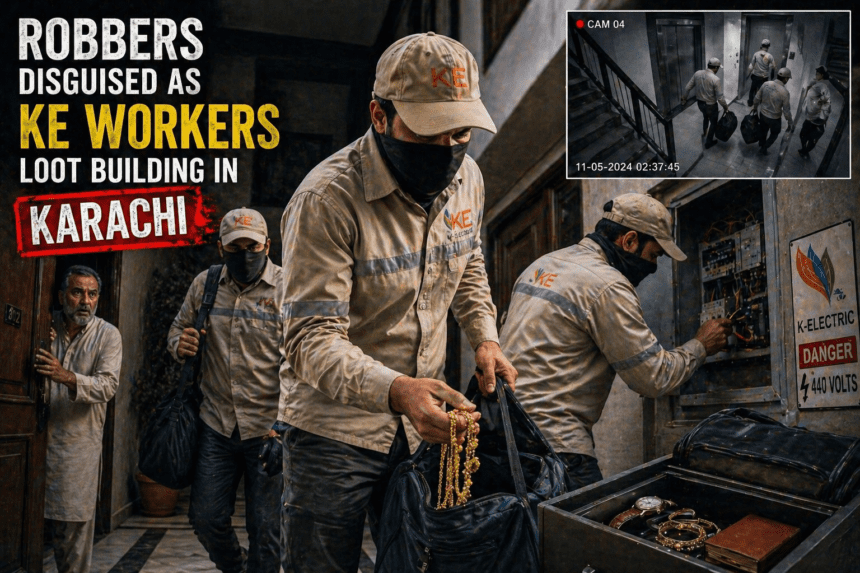 Robbers disguised as KE workers loot building in Karachi