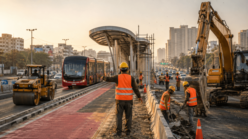 FWO resumes work on Karachi BRT Red Line along University Road