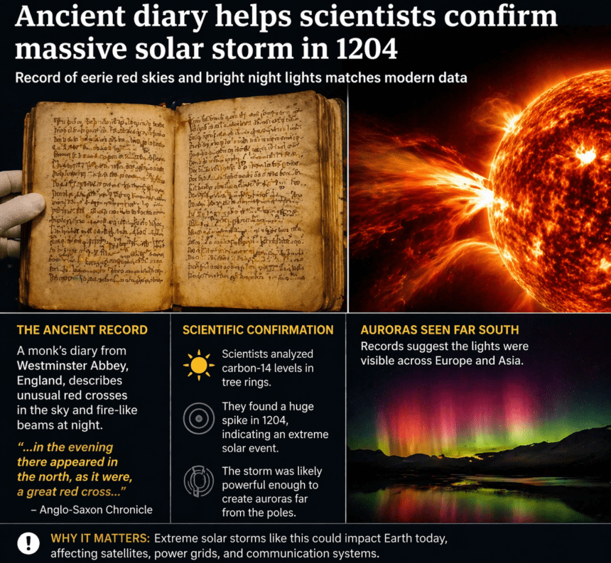 Medieval diary helps scientists trace major solar storm from early 13th century