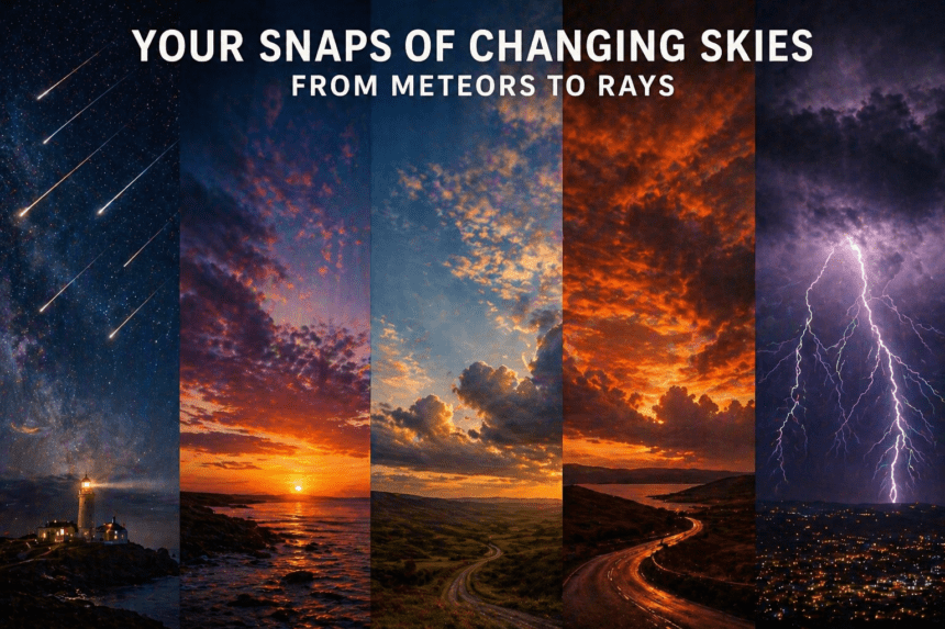 Your snaps of changing skies, from meteors to rays