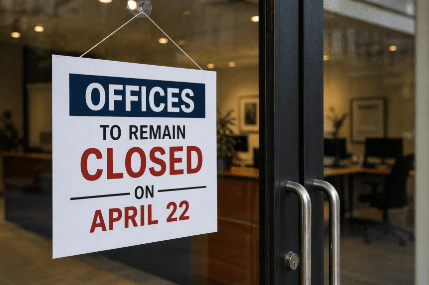 Offices to Remain Closed on April 22 on Account of Public Holiday