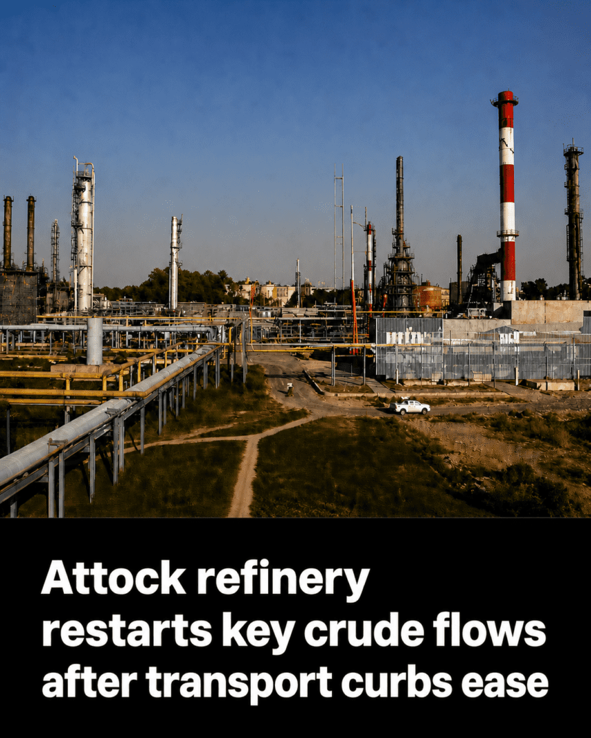 Attock refinery restarts key crude flows after transport curbs ease