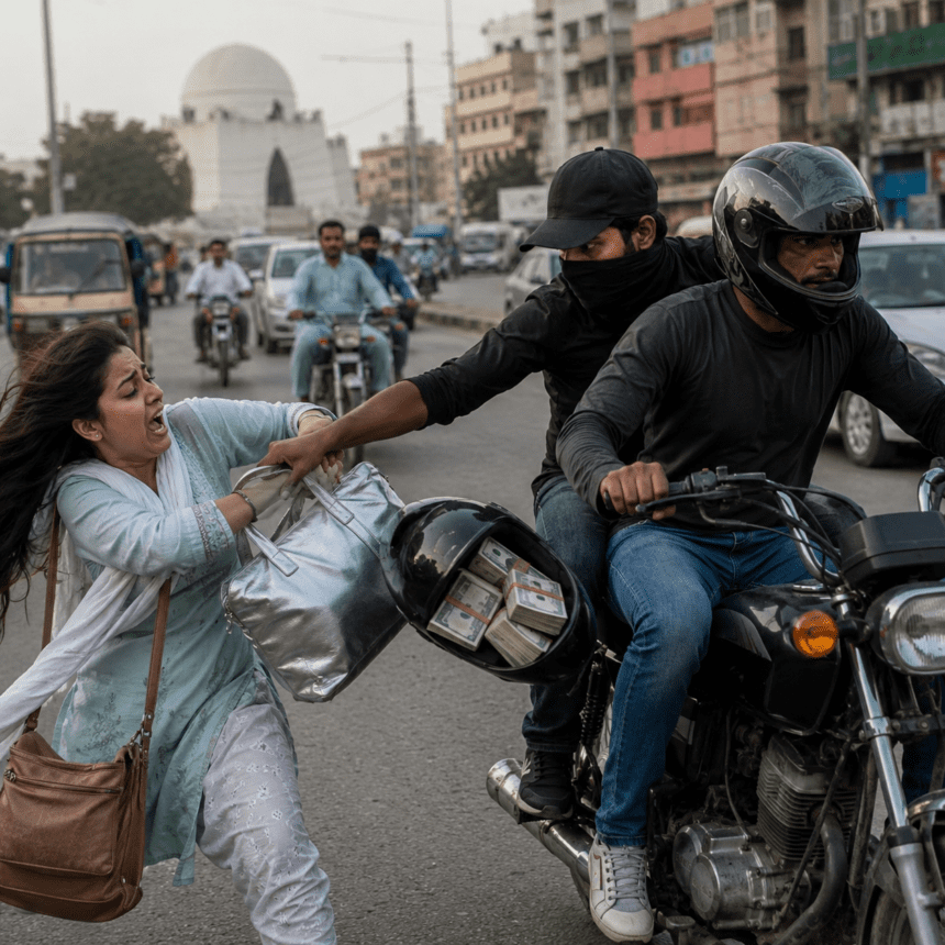 Karachi Crime Video Shows Robbers Snatching Cash-Filled Helmet, Silver Bag