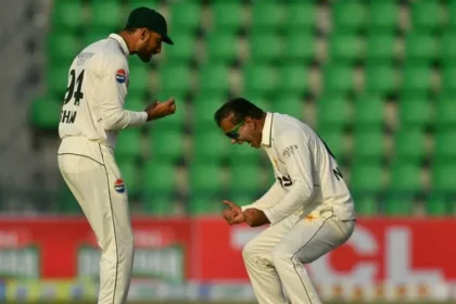 Pakistan suffered another dramatic collapse as they lost their last six wickets for a paltry 17 runs with Muthusamy taking 5-57. In their first innings of 378 they lost their last five wickets for 16 runs. It was a day for the spinners to savour as Noman took 6-112 in 35 overs in South Africa's opening innings, adding two wickets on day three as he applied the pressure from early while spin partner Sajid Khan returned figures of 3-98 in a strong supporting role. Pakistan lost Imam ul Haq in the second over of their second innings as he came storming down the wicket to spinner Simon Harmer, missed and was easily stumped. But they had increased their lead to 145 runs at lunch before Abdullah Shafique was caught and bowled by Muthusamy for 41 and the dangerous Babar Azam dismissed for 42. Kagiso Rabada, who produced a fiery spell in a rare cameo from a quick bowler, was rewarded with Babar's wicket, trapping him leg before wicket in the middle session. After tea, Muthusamy and Harmer (4-51) romped through the batting order. Muthusamy's 11-wicket haul in the match was the fourth best return by a South African spinner in a Test. The two sides play a second test, starting on Monday, in Rawalpindi.