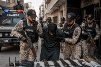 Karachi Rangers raid nets suspect, weapons cache in late-night operation