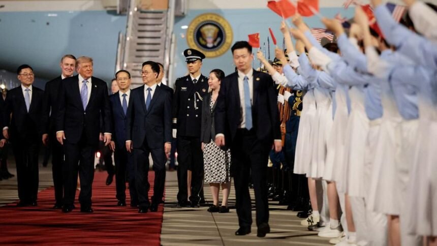 Trump lands in Beijing for high-stakes talks with Xi as trade and North Korea loom large