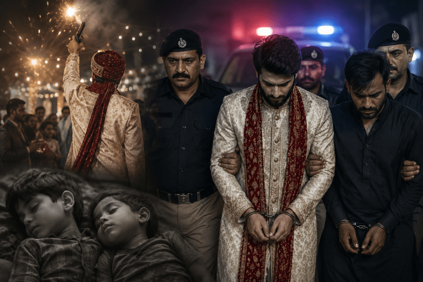 Groom among two arrested after aerial firing kills two boys at Karachi wedding