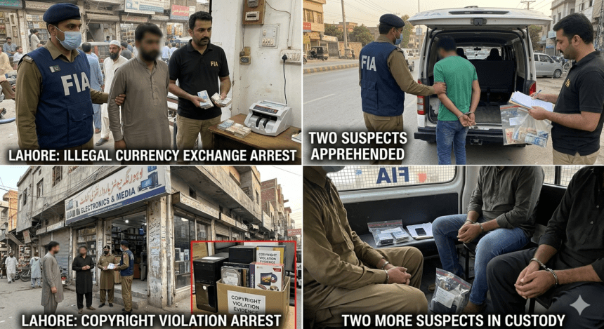 FIA Arrests Four in Lahore Over Illegal Currency Exchange and Copyright Violations