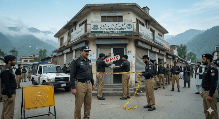 AJK Police Seal Defunct JAAC Central Office in Muzaffarabad