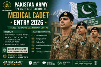 Pakistan Army Opens Registration for Medical Cadet Entry 2026