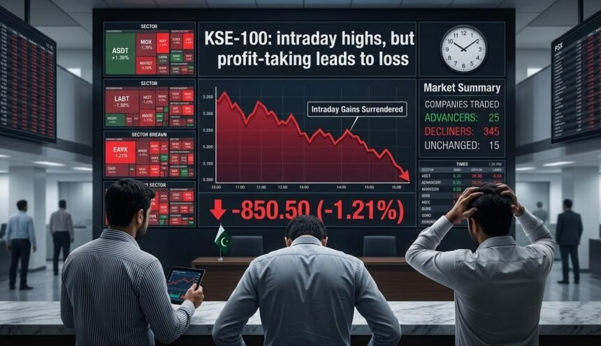 KSE-100: PSX Surrenders Intraday Gains as Profit-Taking Dominates Trading