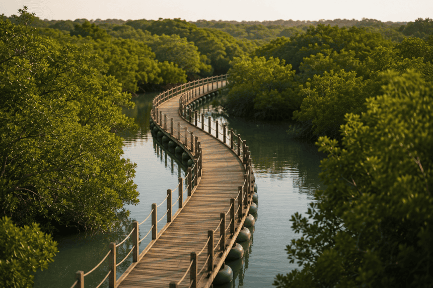 Floating Bridge Opens Deep Into Mangrove Wilderness