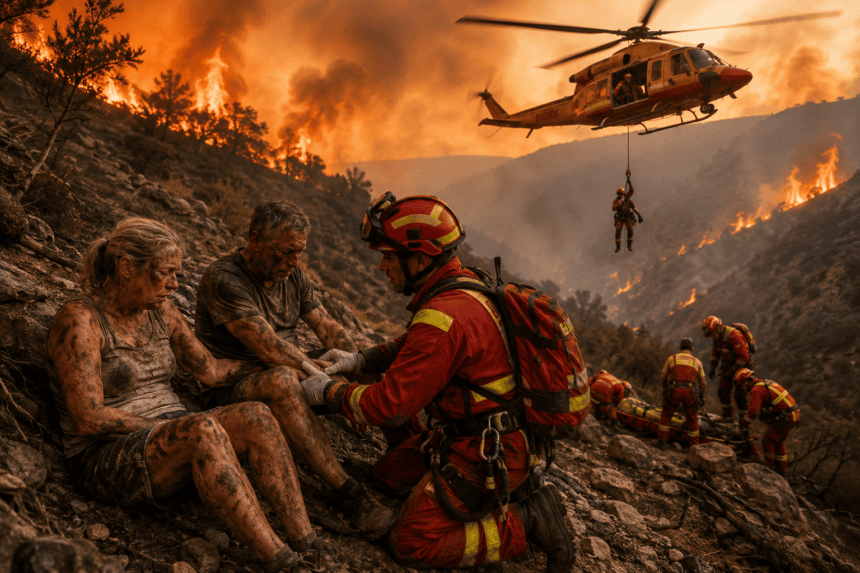 British couple rescued from Spanish wildfire ravine with severe burns