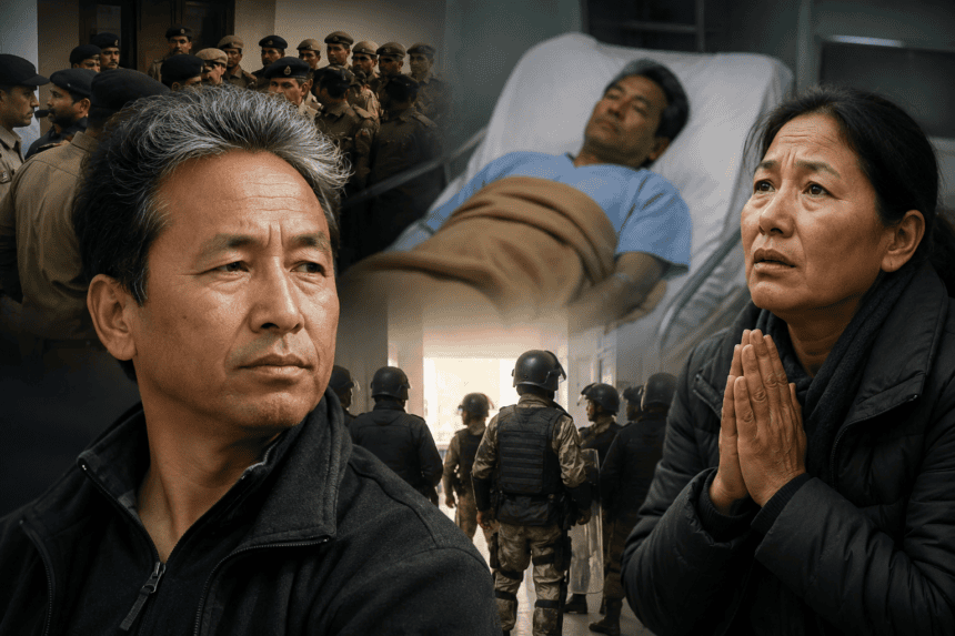 Wife alleges illegal detention as police surround Sonam Wangchuk at hospital