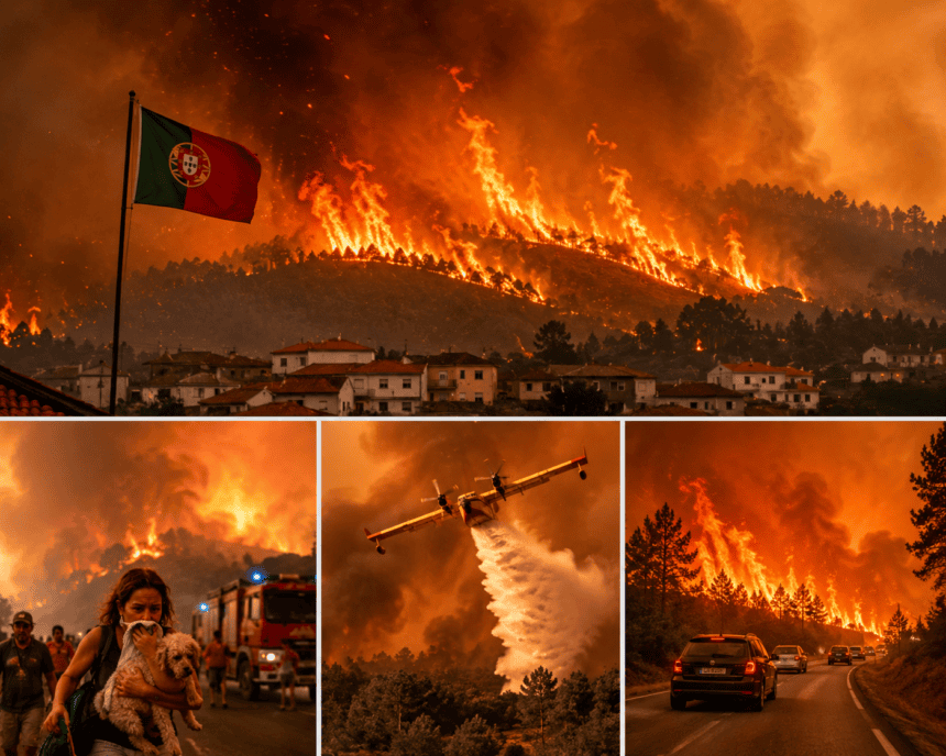 Wildfires tear through central Portugal as heat and winds fuel chaos