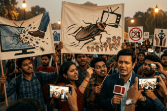Protesters unleash cockroaches on TV news crews in bizarre Delhi standoff