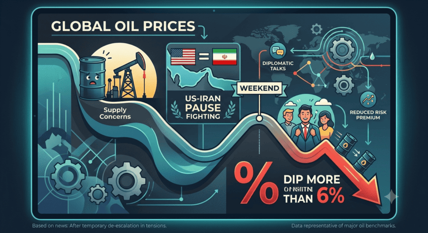 Oil Prices Dip More Than 6% After US and Iran Pause Fighting Over Weekend