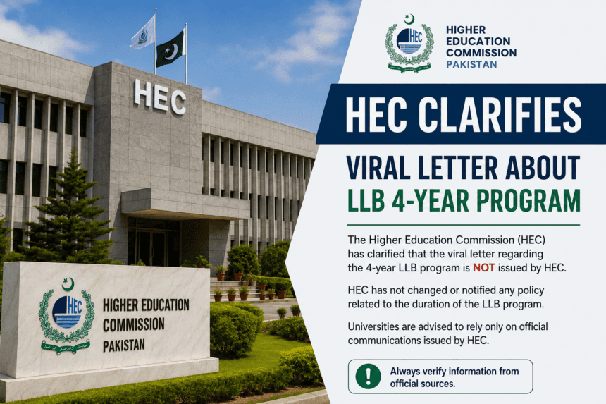 HEC Clarifies Viral Letter About LLB 4-Year Program