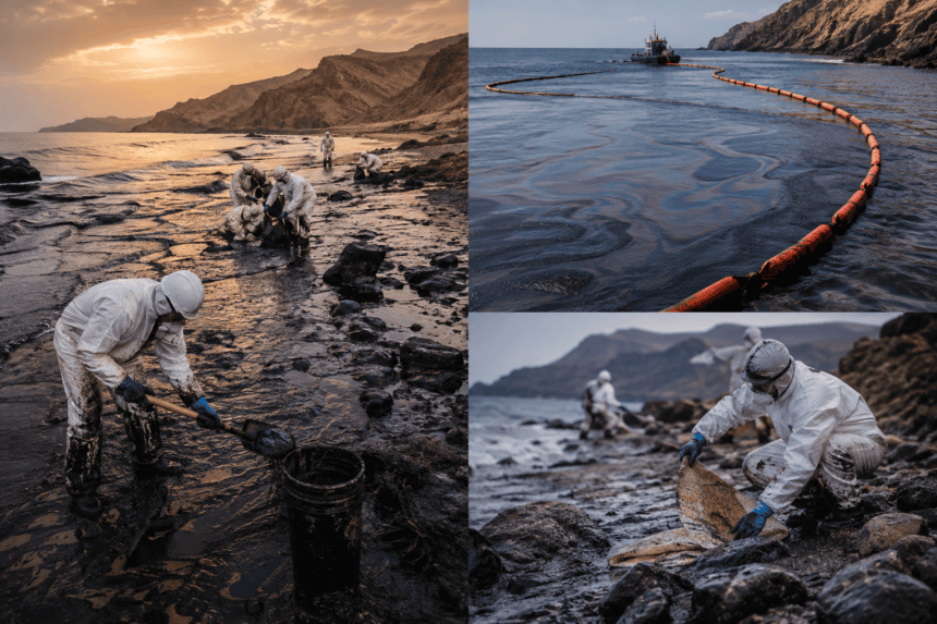 Russian oil slick hits Oman’s coastline, triggering massive cleanup