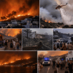 Twin fires kill two, force mass evacuations on Greek island