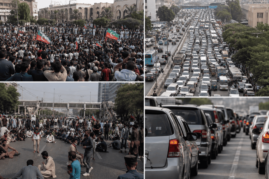 PTI rally brings traffic to a standstill near Karachi Press Club