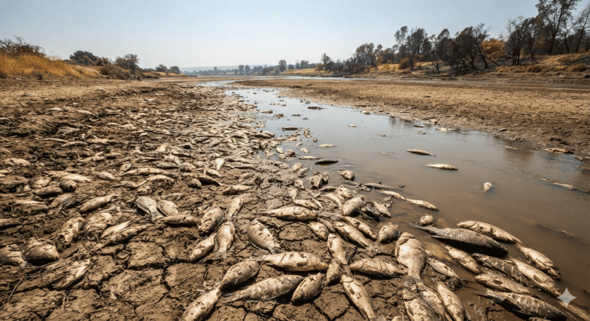 Oxygen depletion kills hundreds of fish as heatwave grips river