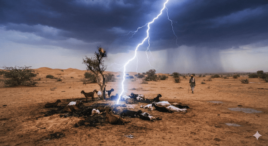 Lightning strike kills 12 goats in Tharparkar’s desert plains