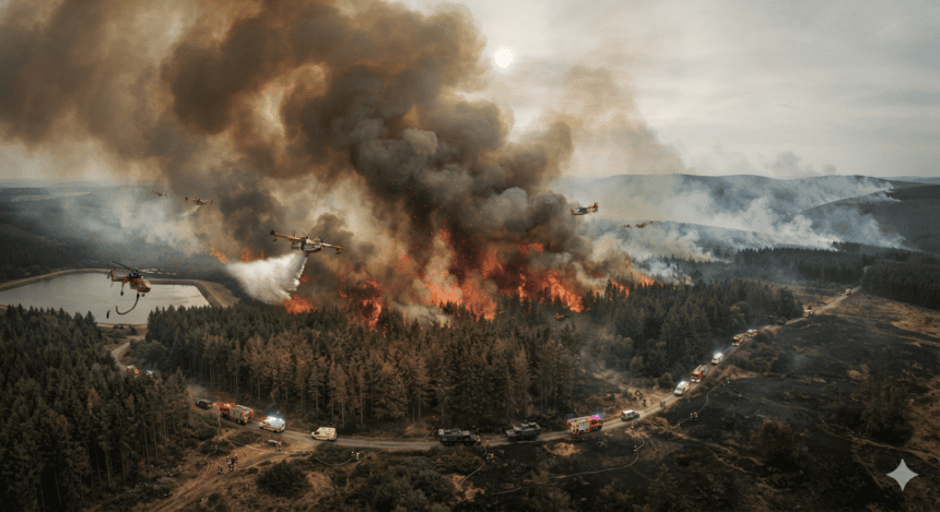 Firefighters scramble as Belgium’s largest wildfire crosses towards German border