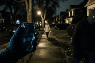 Masked intruder stalks neighborhood in chilling home-security footage