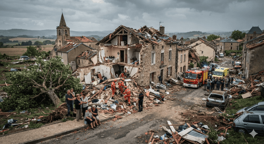 Tornado tears through French village, leaving dozens hurt and homes ravaged