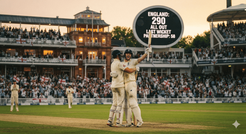 Last-wicket pair salvage England’s innings with stubborn 290