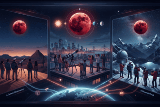 Total Lunar Eclipse Drapes Night Sky in Crimson Hue