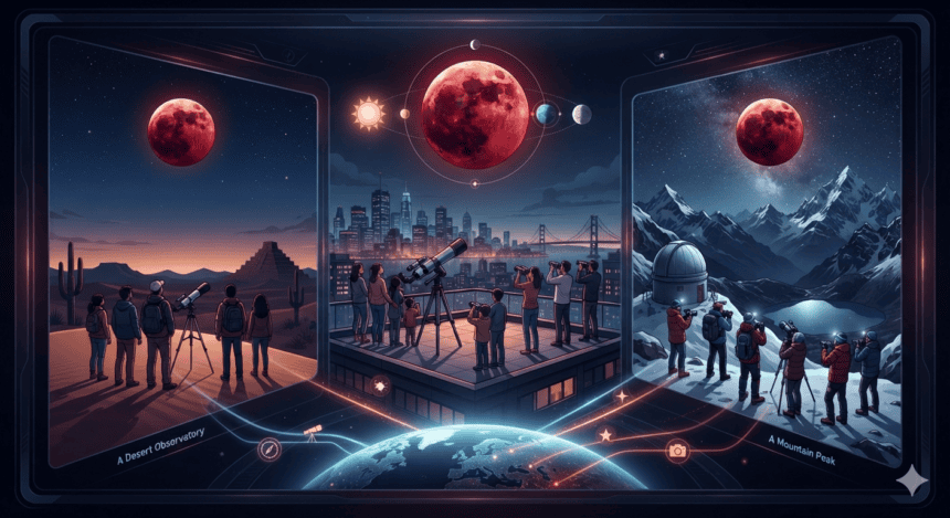 Total Lunar Eclipse Drapes Night Sky in Crimson Hue