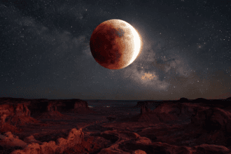 Partial Lunar Eclipse Drapes Moon in Crimson Glow