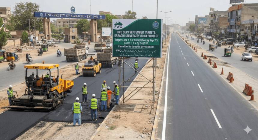 FWO sets September deadline for Karachi University Road lane completion